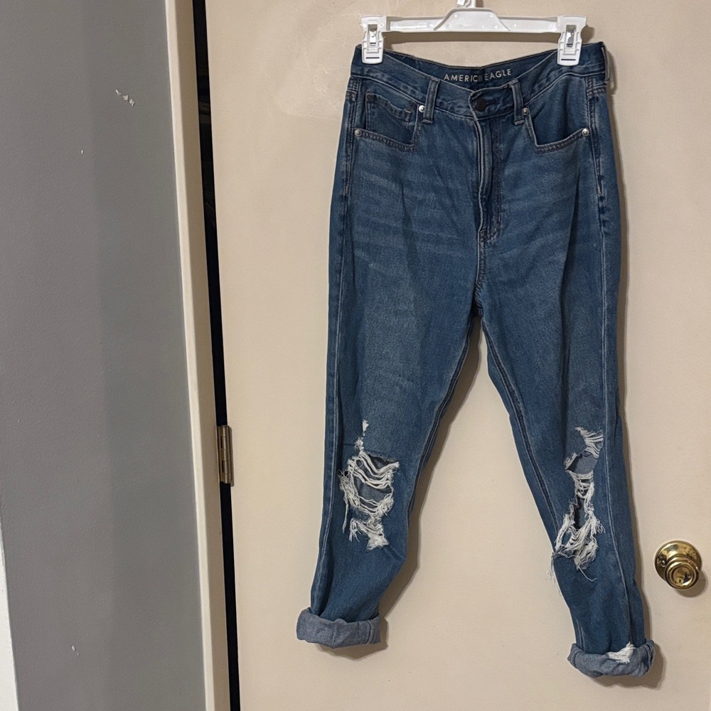 American Eagle Outfitters Women's Ripped Blue Boyfriend Jeans